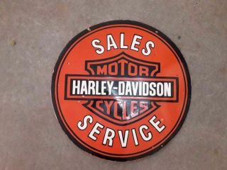 Porcelain Harley Davidson Enamel Sign Size 30 " Inches Double Sided