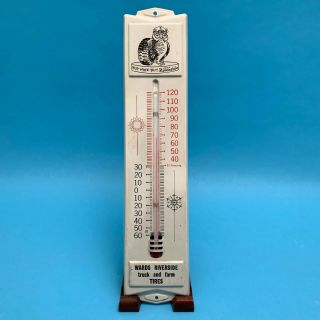Vintage Wards Riverside Tires Tin Advertising Thermometer 12 3/4” Tall