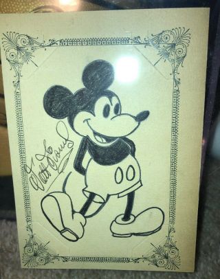 Walt Disney Autographed 4.  5 " X 6.  5 " Mickey Mouse Sketch On Album Page