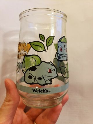 1999 POKEMON Welch ' s Jelly Jar Juice Glass 3 BULBASAUR Nintendo vintage 90s 3