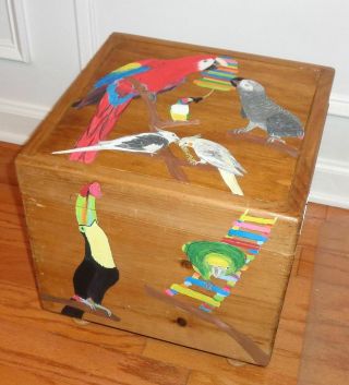 " Treats & Toys " - Parrot/cockatoo Rolling Storage Ottoman/chest
