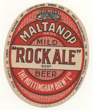 Old Beer Label/s - Uk - Nottingham Brewery - Rock Ale - 85mm Tall