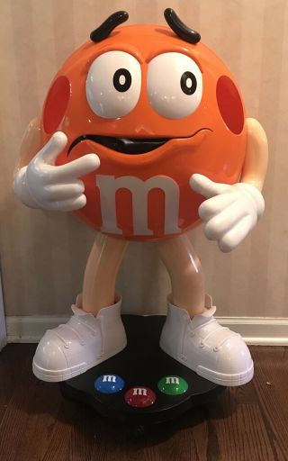 Orange M & M Candy Store Display Character Rolling On Wheels 3 1/2 Feet Tall