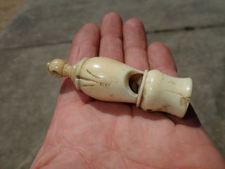 Vintage Bone Hand Made Whistle Antique Bone With Brass Pin Whistle