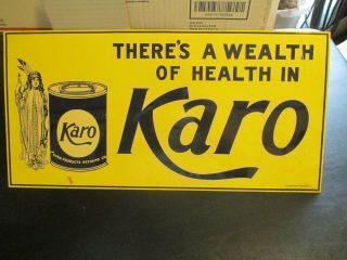 Vintage Karo Corn Products Pancake Syrup Embossed Metal Sign