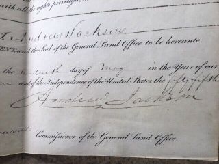 Andrew Jackson Sign Landgrant Dallas Co.  Alabama May 19,  1831 2