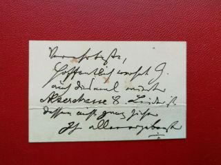 Johannes Brahms - German Composer / Pianist - " Visiting Card " - Autograph