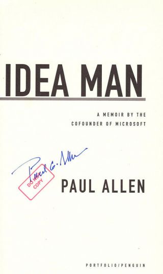 Paul G.  Allen Microsoft Idea Man Autographed Signed Book 3