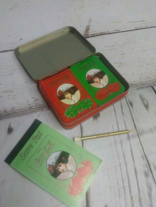 Tin Coca Cola Vintage Playing Cards With Pencil And Score Book Collectable Game