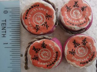Vintage China Chinese Firecracker Fireworks Small Label Flowers X 4