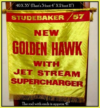 1957 Studebaker Golden Hawk Orig Silk Type Colorful Showroom Banner Rare