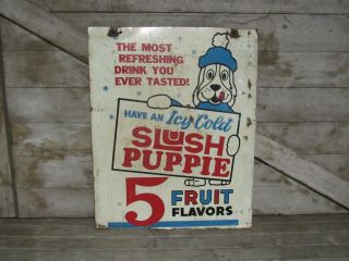 Vintage Double Sided Painted Metal Slush Puppie Sign 2