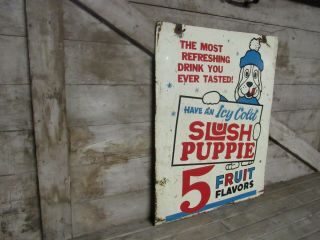 Vintage Double Sided Painted Metal Slush Puppie Sign 5