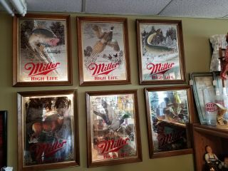 Miller High Life Mirror 1st Edition Sportsman Series Wisconsin Full Set Of 6