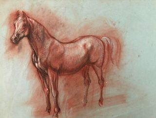 Two Maureen Love Art Pastel Drawings Arabians Hagen Renaker Artist