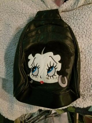 Betty Boop Small Black Leather Backpack
