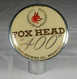 Fox Head 400 Beer Ball Tap Knob Fox Head Brewing Co.  Waukesha Wisconsin Wi