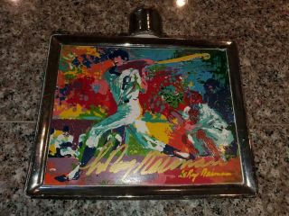 LEROY NEIMAN SIGNED SATIN WOOD WHISKEY DECANTER HAND SIGNED BY LEROY NEIMAN 3