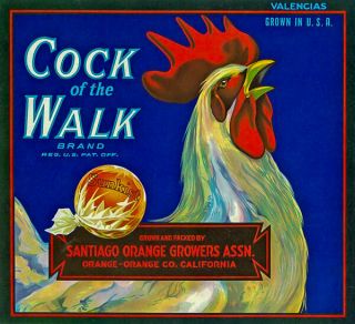 Cock Of The Walk Orange Crate Label