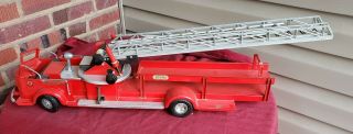 Superclean Rossmoyne Model Toys Red Fire Engine/ Ladder Truck Pressed Steel