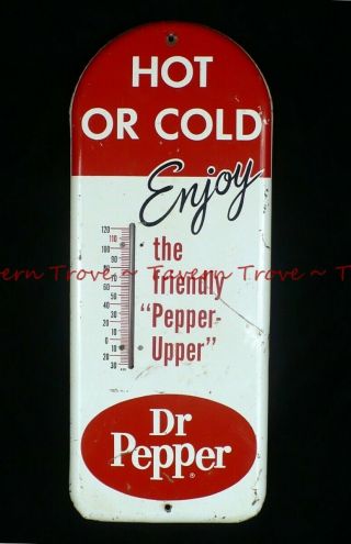 Tough 1950s Dr Pepper Tombstone Thermometer 16 X 6½ Inch " Upper " Tavern Trove
