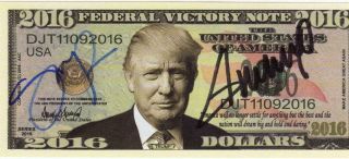 Donald Trump Mike Pence Signed Victory Note Autographed,