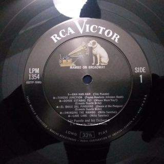 Tito Puente - LP Mambo On Broadway.  Rare Orig.  1st.  Press.  on RCA 1354 DG.  - Solid Vg, 2