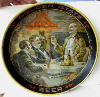 Pre Prohibition Golden State Beer Metal Tray Milwaukee Brewery Of San Francisco