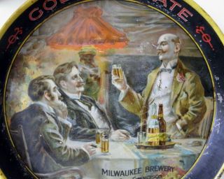 pre prohibition Golden State Beer metal tray Milwaukee Brewery of San Francisco 2