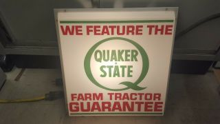 Quake State Oil Lighted Plastic Sign We Feature The Farm Tractor Guarantee