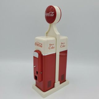 Coca - Cola Salt And Pepper Bottle Vending Machines Shakers With Stand