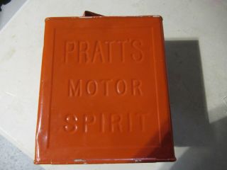 Rare " Pratts Motor Spirit " 2 Gallon Petrol Tin Gas Can Embossed With Brass Cap