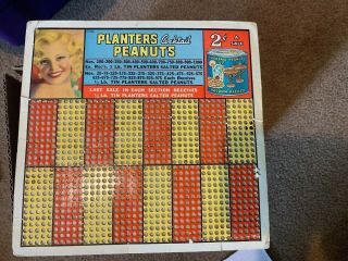 Vintage Trade Stimulator/pin - Up Girl Punch Board Planters Peanuts 2 Cents