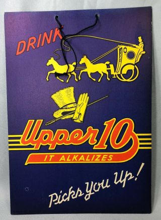 UPPER 10 Drink SODA Light or FAN PULL Advertising SIGN Vintage 2 - sided 2