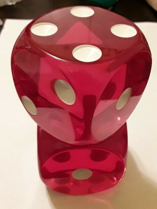 Vintage Old 2 Large Jumbo Giant Red Dice Lucite Rare 2 1/4 " Pair Huge