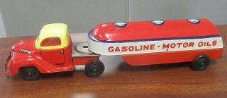 Vintage Courtland Walt Reach Gasoline Motor Oils Truck W/trailer 13 - 1/4 " U.  S.  A.