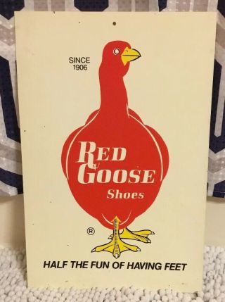 Vintage Red Goose Shoes Plastic Advertising Sign Store Display