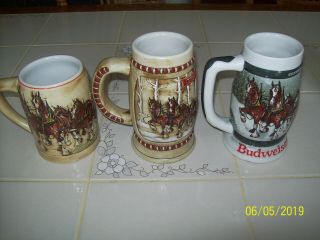 3 Budweiser Steins 1980 - 1981 - 1982 (set)