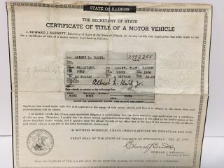 Vintage Ford 1930 Model A T.  Coupe Car Title Historical Document