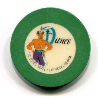 Las Vegas Nv Dunes W/sultan Green Casino Chip 1955 Cr N1511.  Gn
