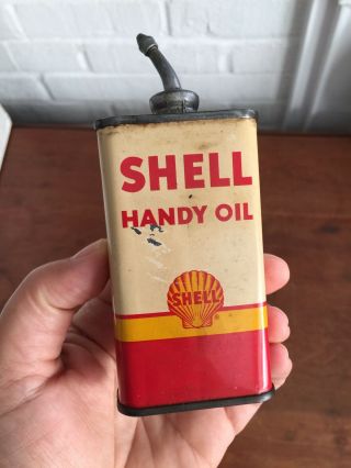 Vintage Shell Lead Top Handy Oil Can - 4 Oz Household Oiler