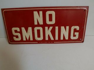 1940’s Antique Tin Sign “no Smoking” 15” X 6 3/4” Vintage Unique Made In Texas