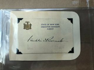 Hand Signed Franklin D.  Roosevelt (fdr) State Of York Executive Mansion Card