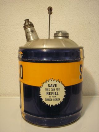 Vintage Sunoco 5 Gallon Mercury Made Motor Oil Can Advertising SAE30 Gas Station 2
