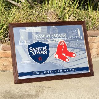Samuel Adams Boston Red Sox Mlb Baseball Beer Bar Man Cave Pub Big Mirror
