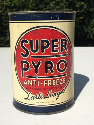 Vintage Metal Quart Pyro Anti Freeze Rare.