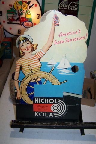 Vintage Nichol Cola Bottle Holder Cardboard Advertisement Display