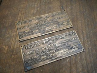 L4238 - 2 Antique Bailey Boiler Meter Brass Nameplate Tags Signs Industrial