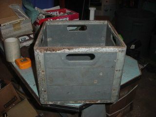 Vtg Fiberglass Wood/metal Milk Crate 13 X 13 X 11 Risdon 1960s Detroit Mich Grey