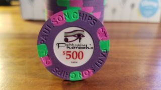 Paulson Pharaoh ' s Poker Chips $500 Denomination Quantity of 20 2